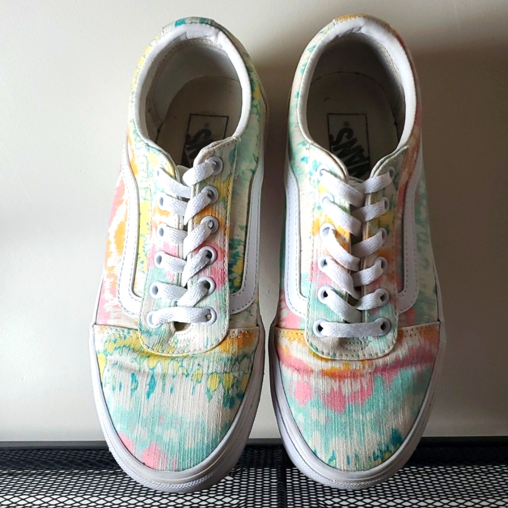 VANS OFF THE WALL Tye Dye Pastel Sneakers  Skate Shoes Women's 8.5